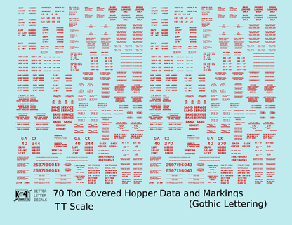 Dimensional and Weight Data 70 Ton Covered Hopper Gothic Font