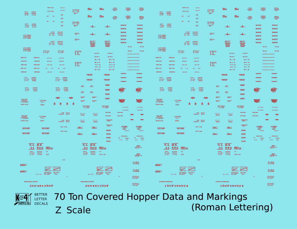 Data Only 70 Ton Covered Hopper Railroad Roman