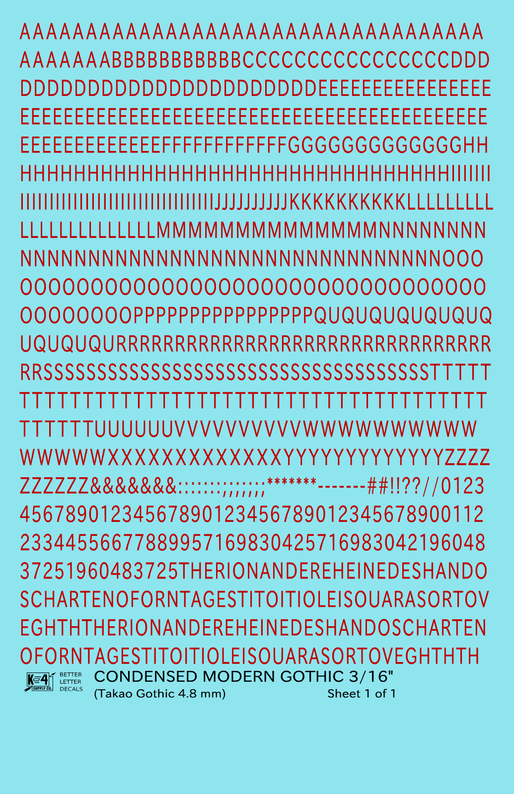 Condensed Modern Gothic Letter Number Alphabet