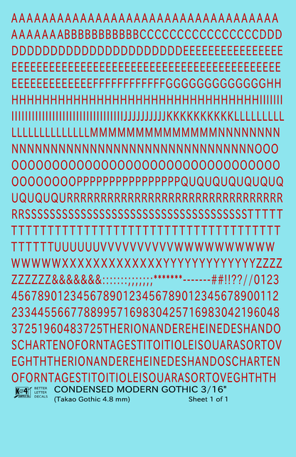Condensed Modern Gothic Letter Number Alphabet