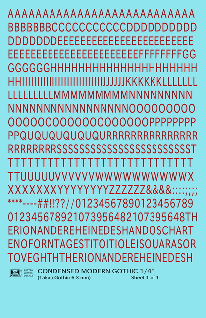 Condensed Modern Gothic Letter Number Alphabet