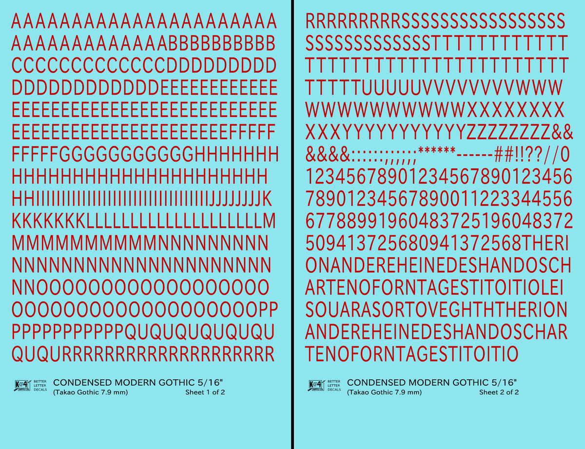 Condensed Modern Gothic Letter Number Alphabet
