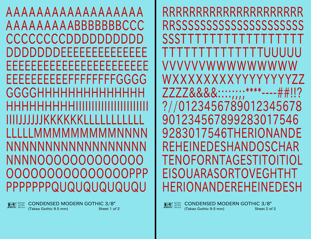 Condensed Modern Gothic Letter Number Alphabet