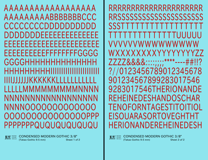 Condensed Modern Gothic Letter Number Alphabet