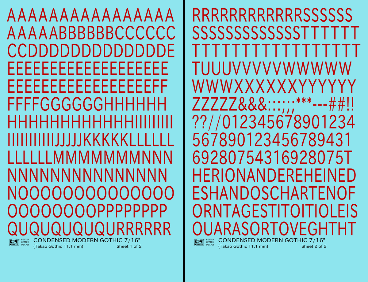 Condensed Modern Gothic Letter Number Alphabet