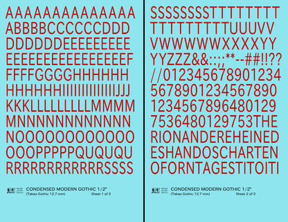 Condensed Modern Gothic Letter Number Alphabet