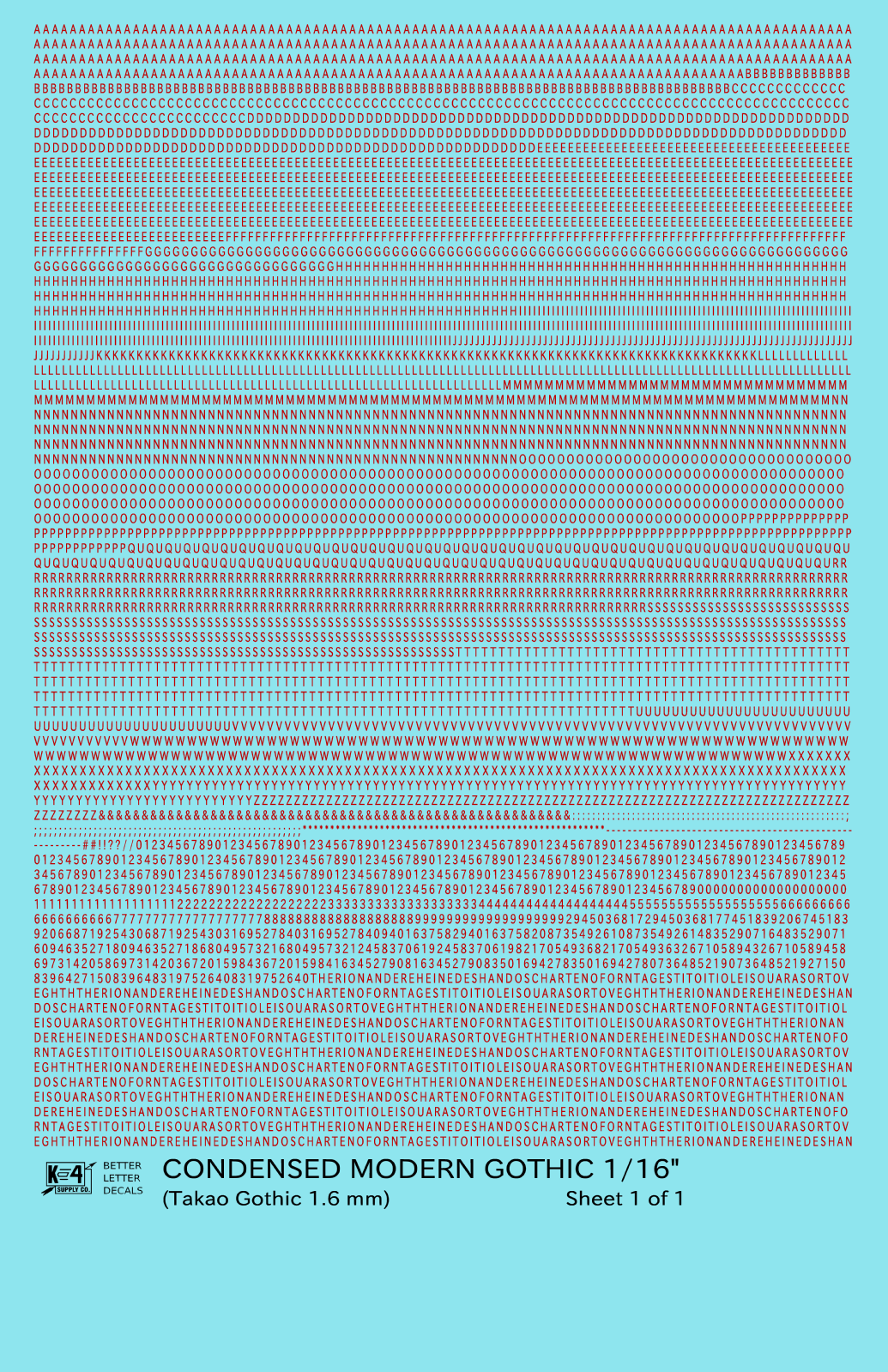 Condensed Modern Gothic Letter Number Alphabet