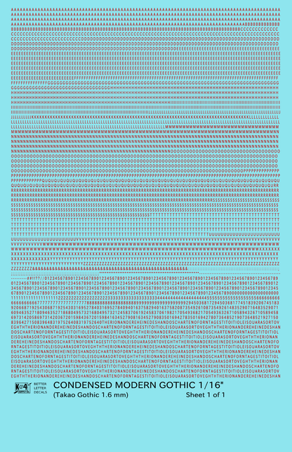 Condensed Modern Gothic Letter Number Alphabet