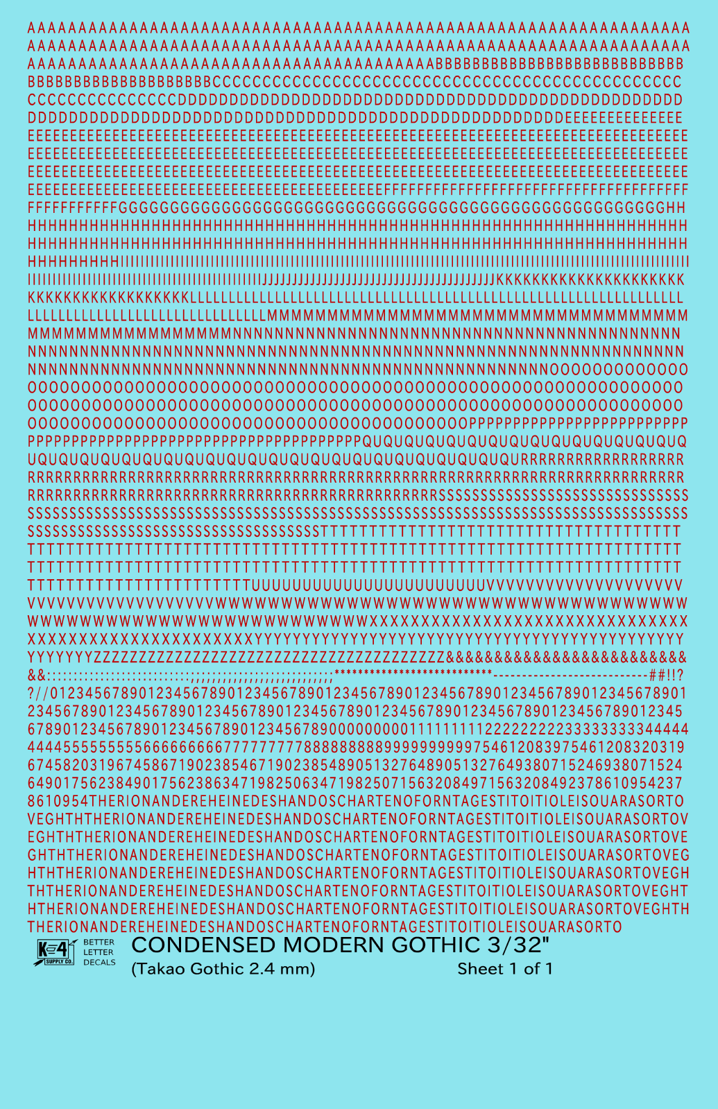 Condensed Modern Gothic Letter Number Alphabet