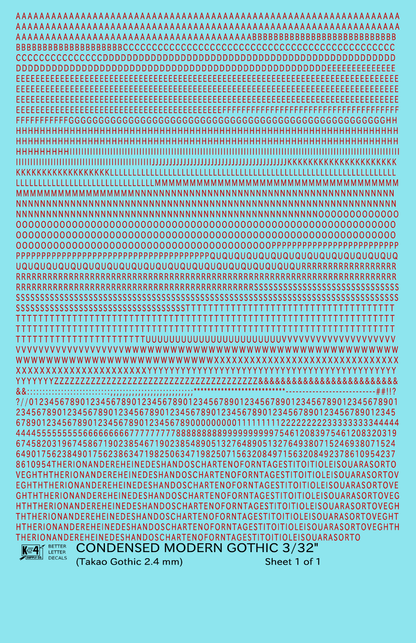 Condensed Modern Gothic Letter Number Alphabet