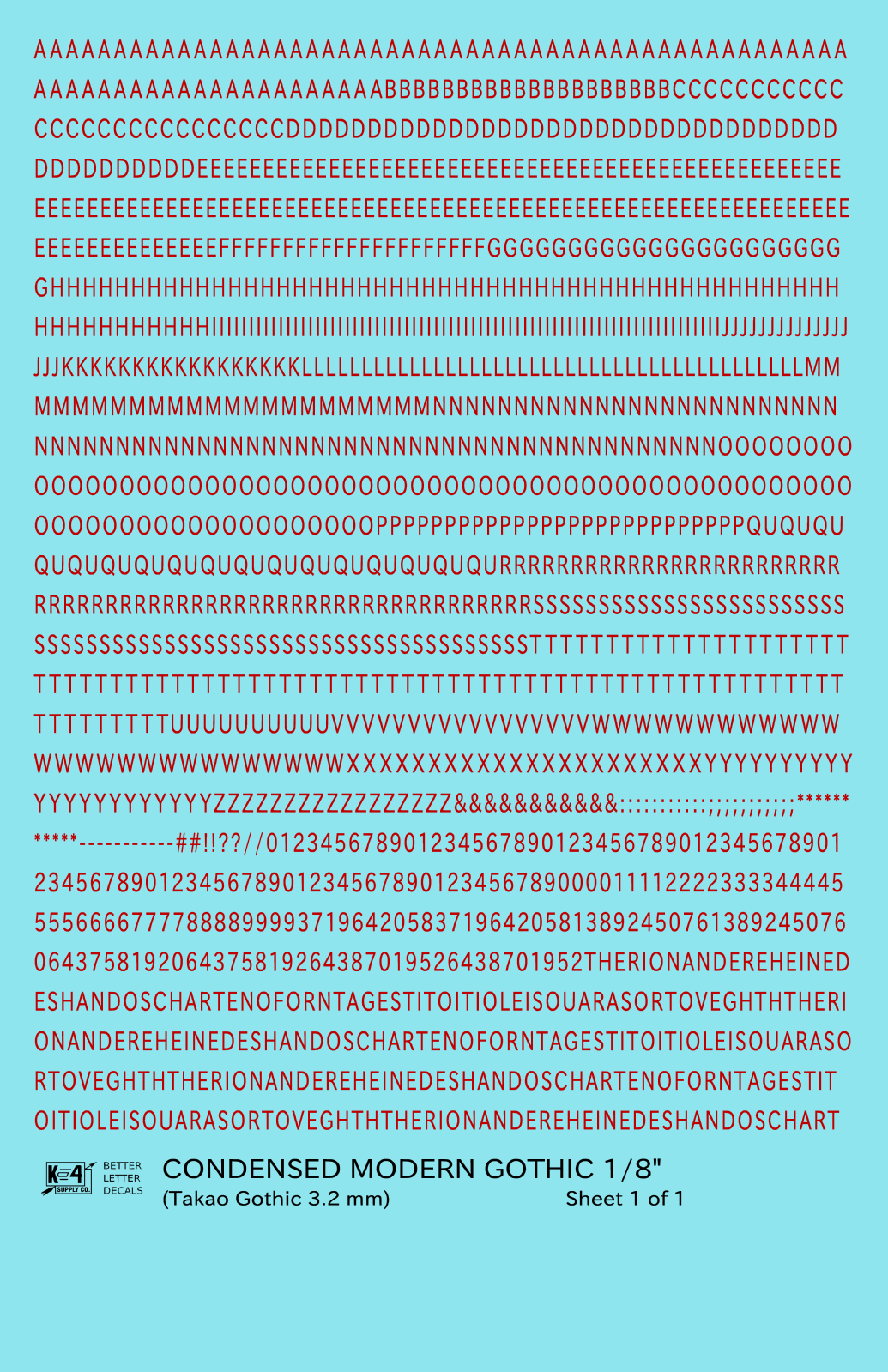 Condensed Modern Gothic Letter Number Alphabet