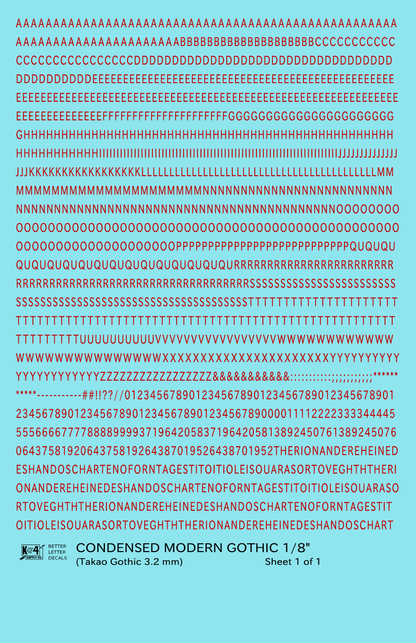 Condensed Modern Gothic Letter Number Alphabet