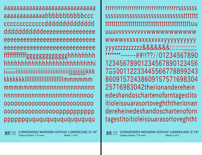 Lowercase Condensed Modern Gothic Letter Alphabet