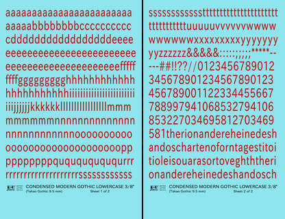 Lowercase Condensed Modern Gothic Letter Alphabet