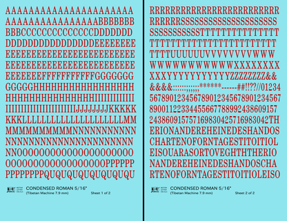 Condensed Roman Letter Number Alphabet