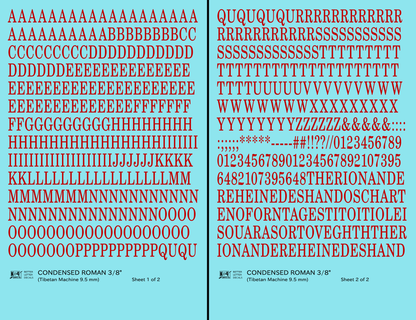 Condensed Roman Letter Number Alphabet
