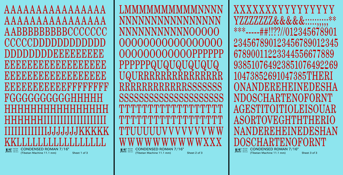 Condensed Roman Letter Number Alphabet
