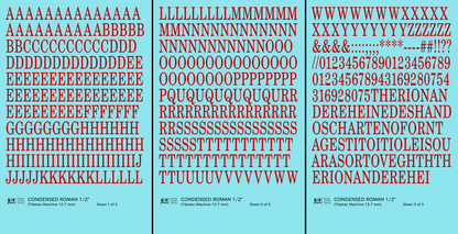 Condensed Roman Letter Number Alphabet