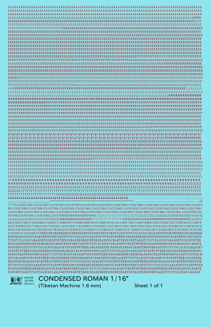 Condensed Roman Letter Number Alphabet