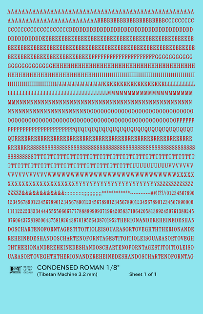 Condensed Roman Letter Number Alphabet