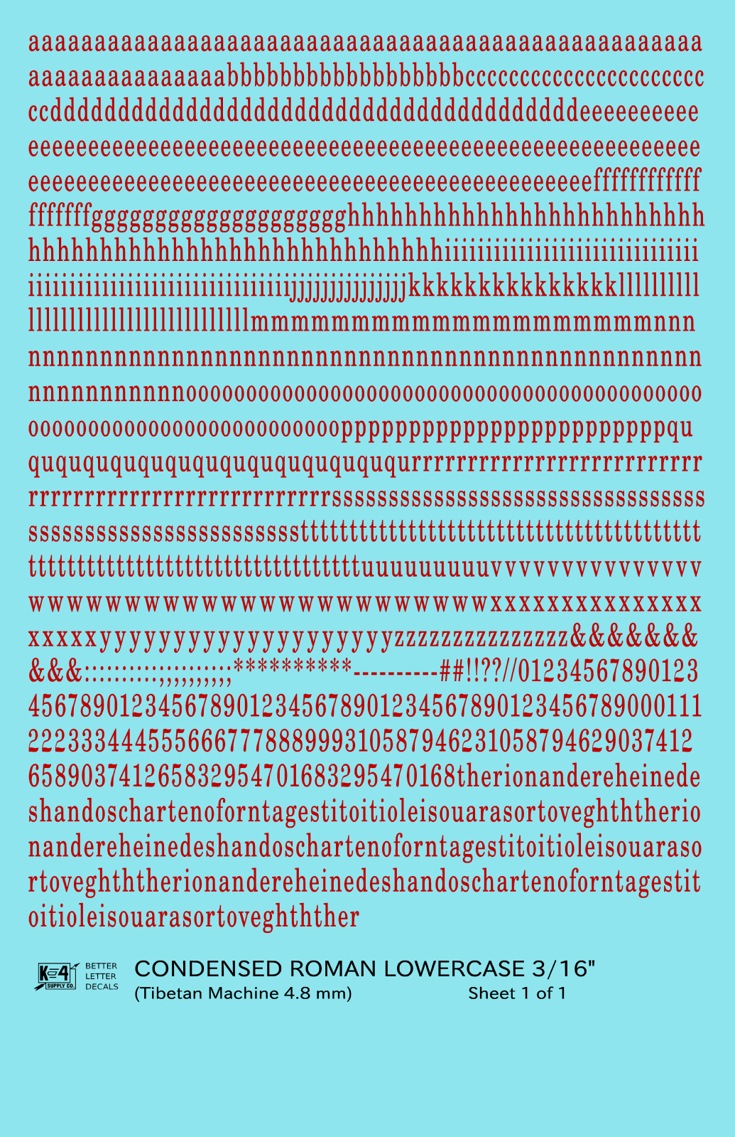 Lowercase Condensed Roman Letter Number Alphabet
