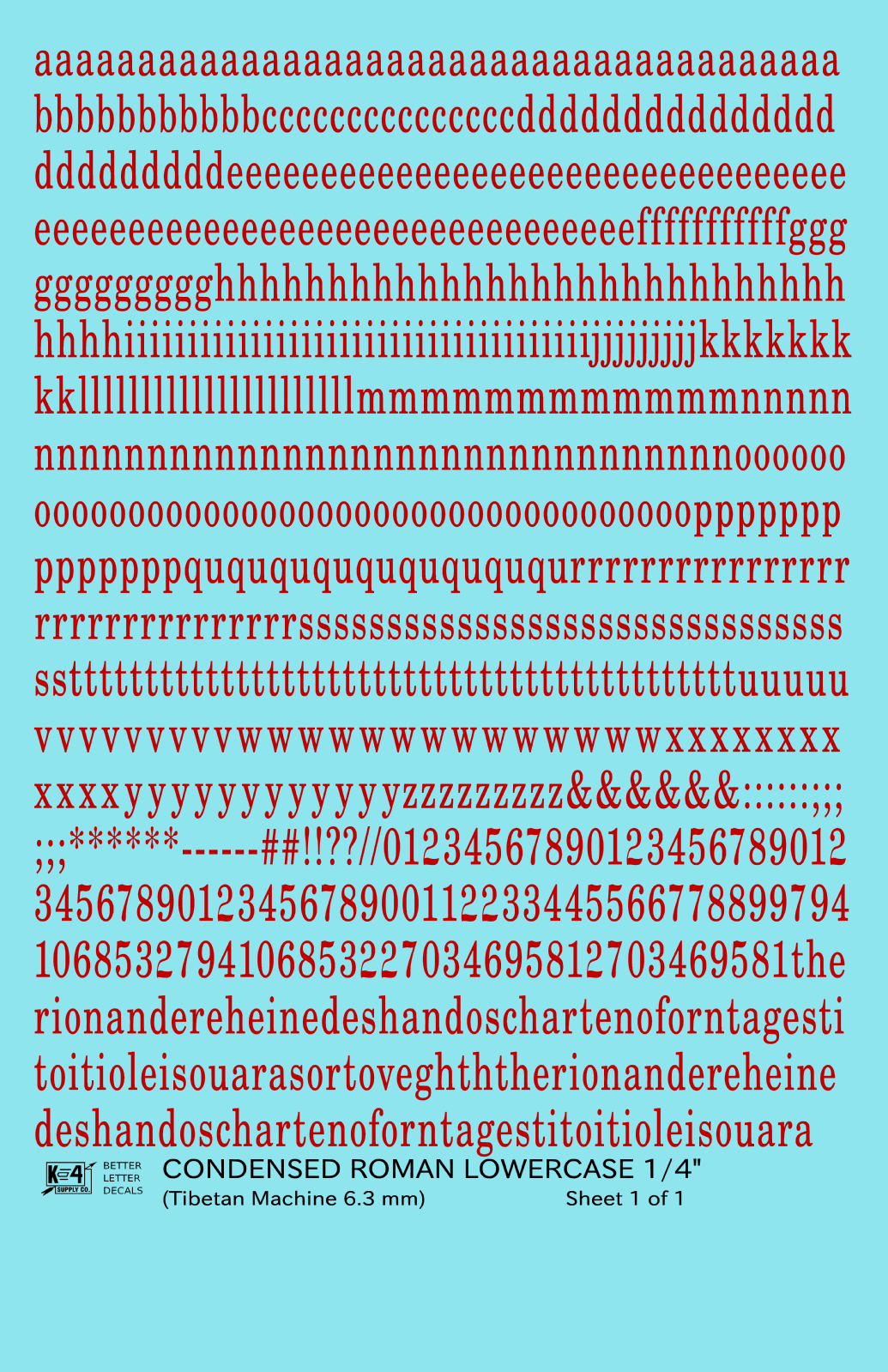Lowercase Condensed Roman Letter Number Alphabet