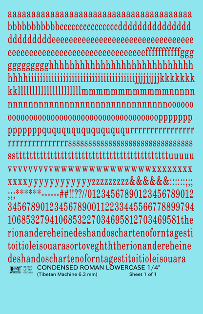 Lowercase Condensed Roman Letter Number Alphabet
