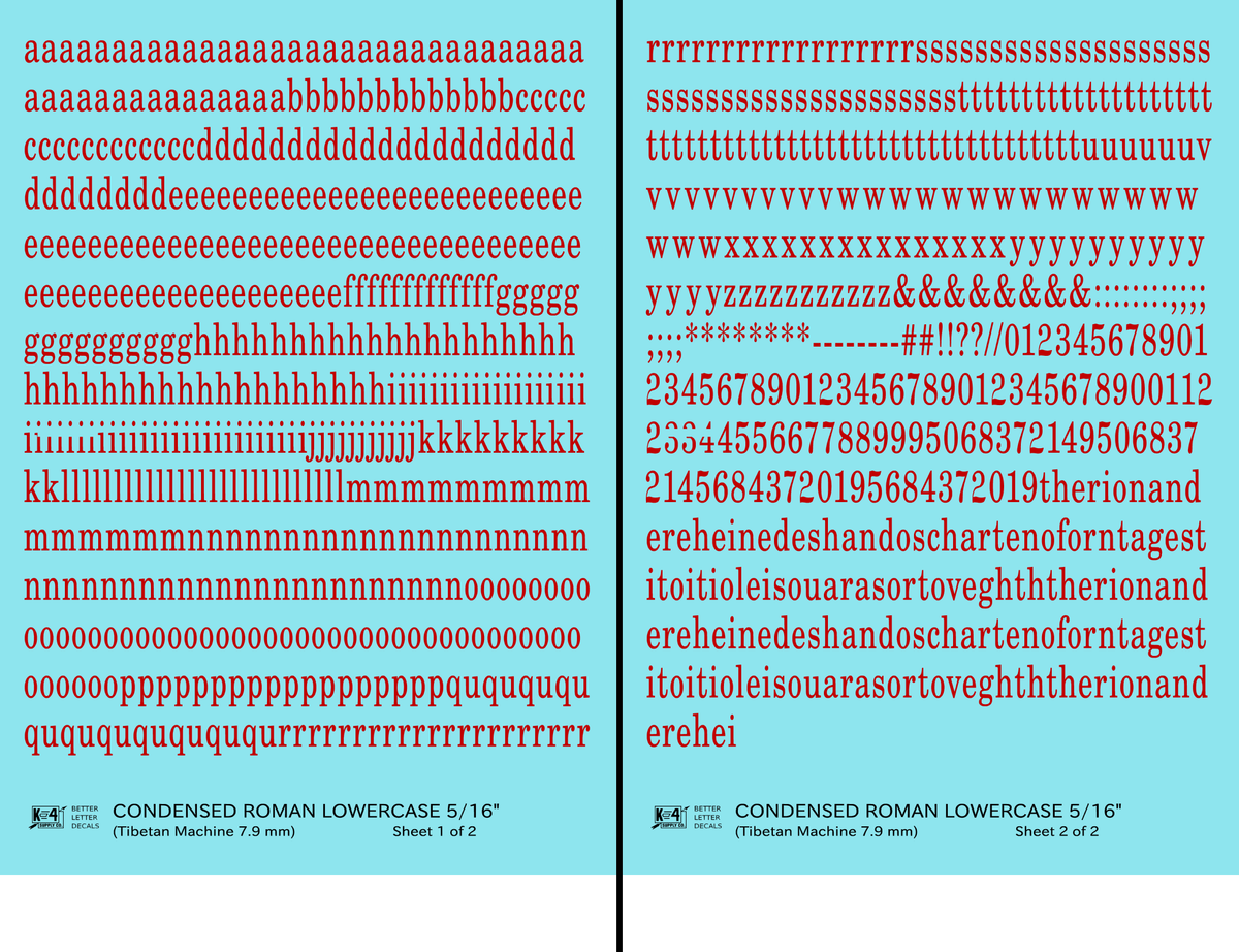 Lowercase Condensed Roman Letter Number Alphabet