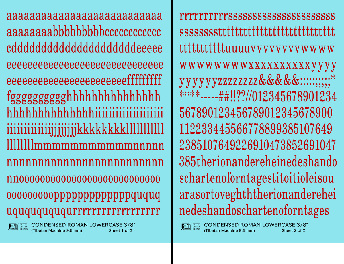 Lowercase Condensed Roman Letter Number Alphabet