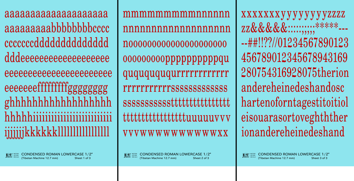 Lowercase Condensed Roman Letter Number Alphabet