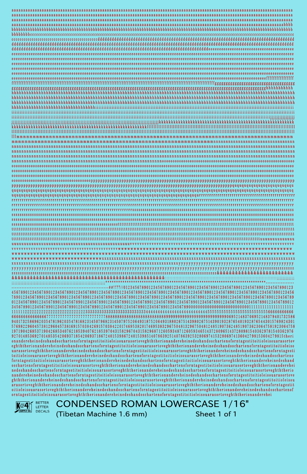 Lowercase Condensed Roman Letter Number Alphabet