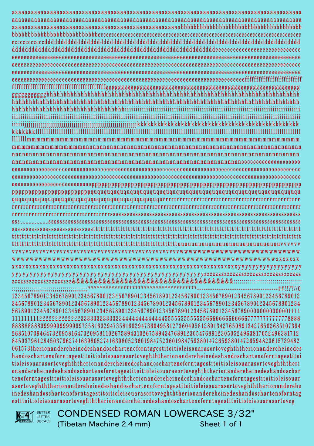 Lowercase Condensed Roman Letter Number Alphabet