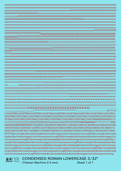 Lowercase Condensed Roman Letter Number Alphabet