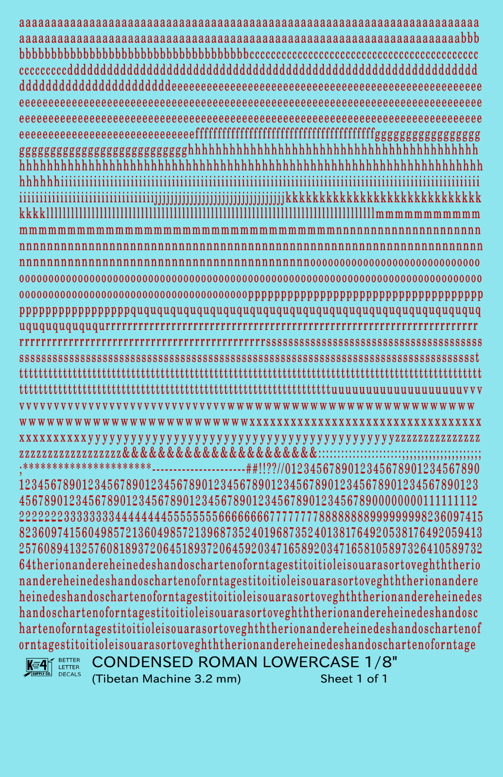Lowercase Condensed Roman Letter Number Alphabet