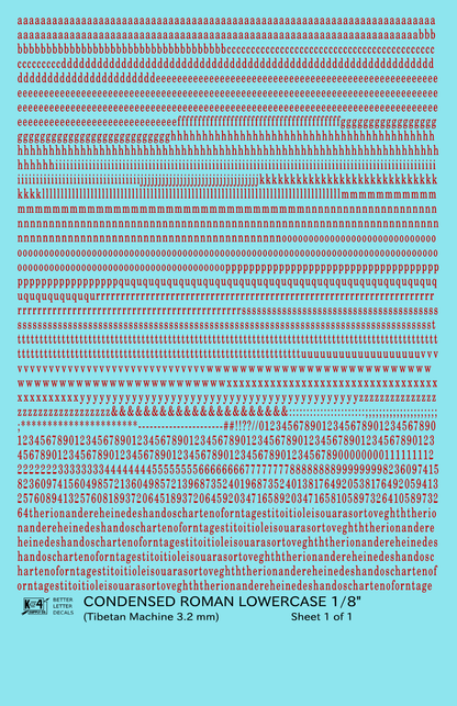 Lowercase Condensed Roman Letter Number Alphabet