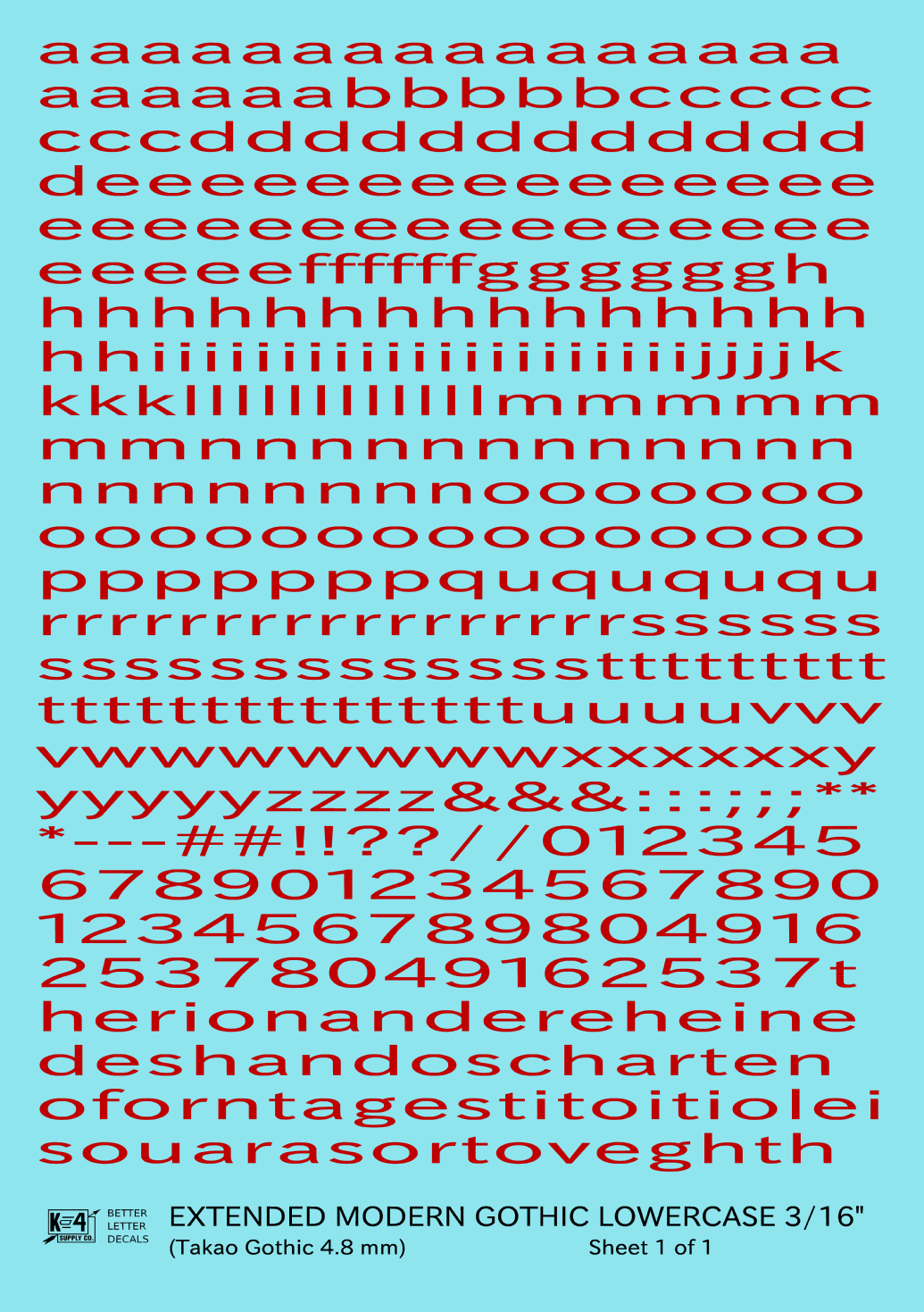 Lowercase Extended Modern Gothic Letter Alphabet