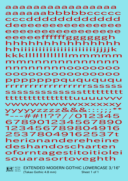 Lowercase Extended Modern Gothic Letter Alphabet