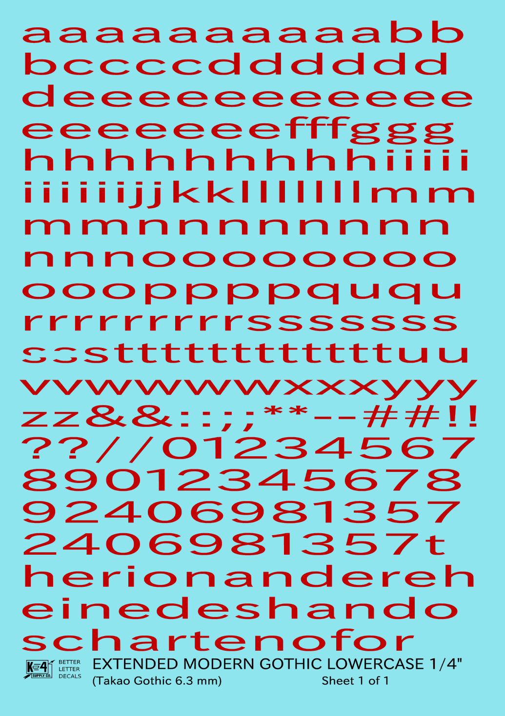 Lowercase Extended Modern Gothic Letter Alphabet