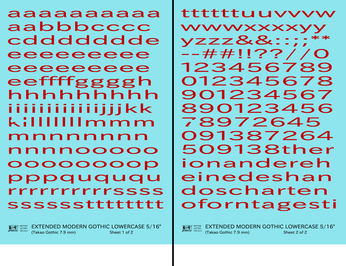 Lowercase Extended Modern Gothic Letter Alphabet