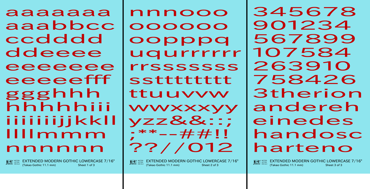Lowercase Extended Modern Gothic Letter Alphabet