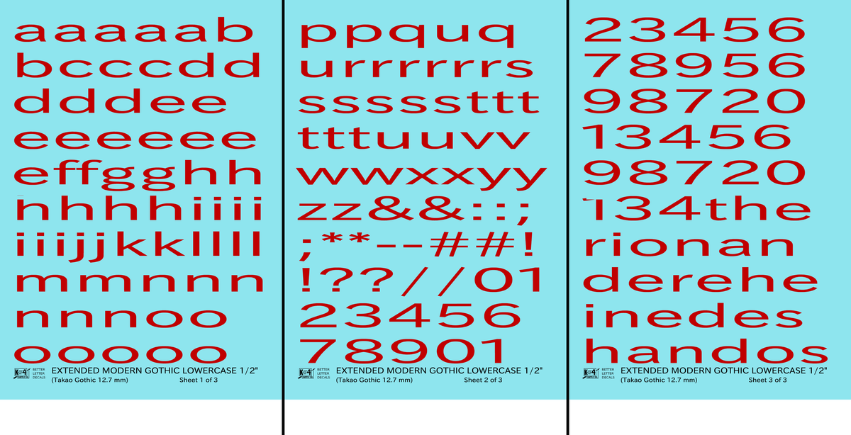 Lowercase Extended Modern Gothic Letter Alphabet