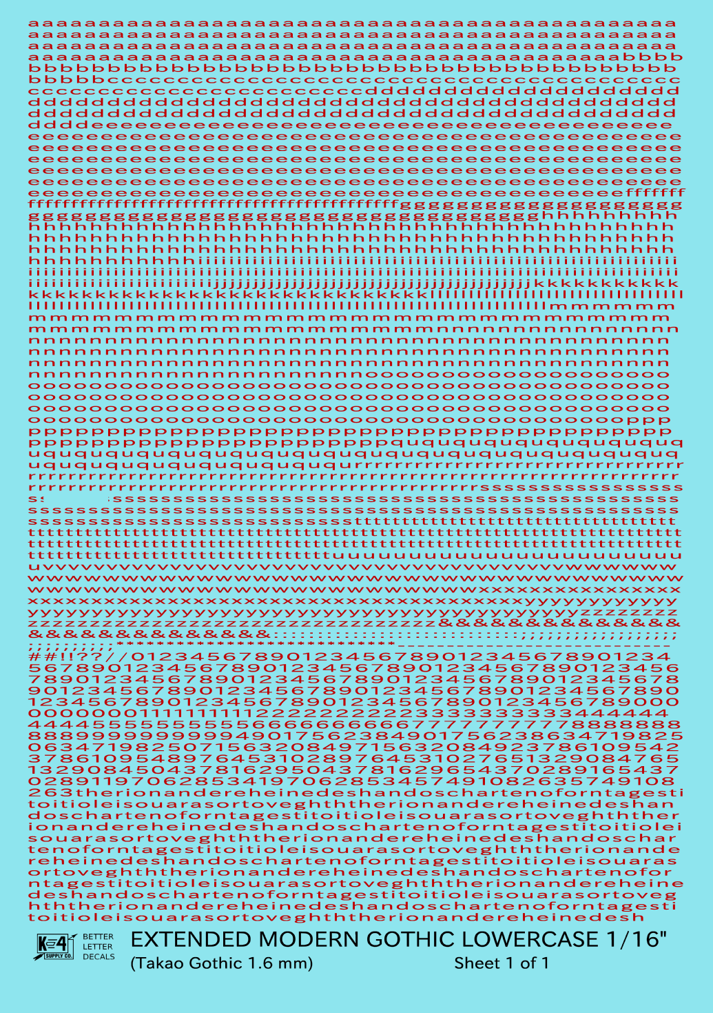 Lowercase Extended Modern Gothic Letter Alphabet