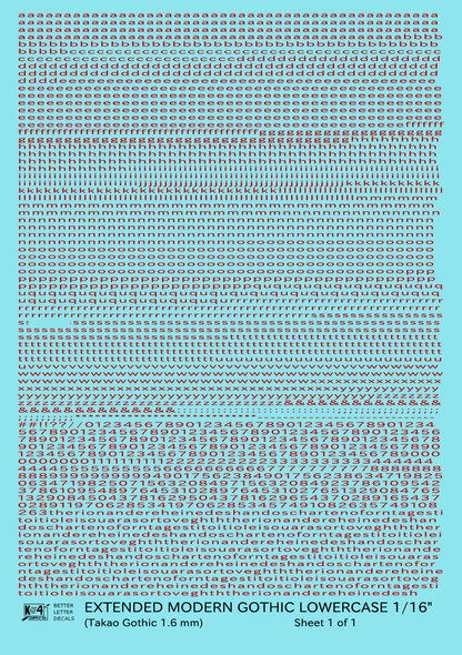 Lowercase Extended Modern Gothic Letter Alphabet
