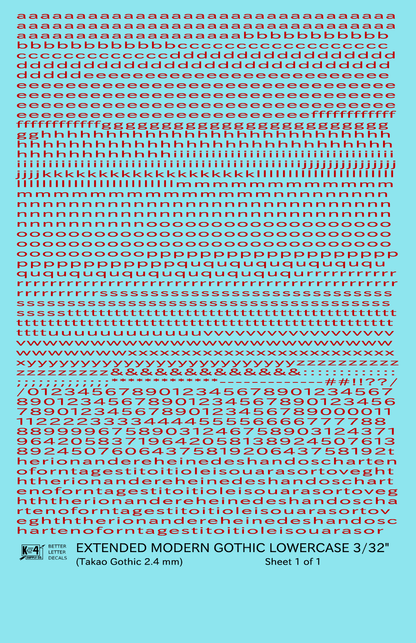 Lowercase Extended Modern Gothic Letter Alphabet