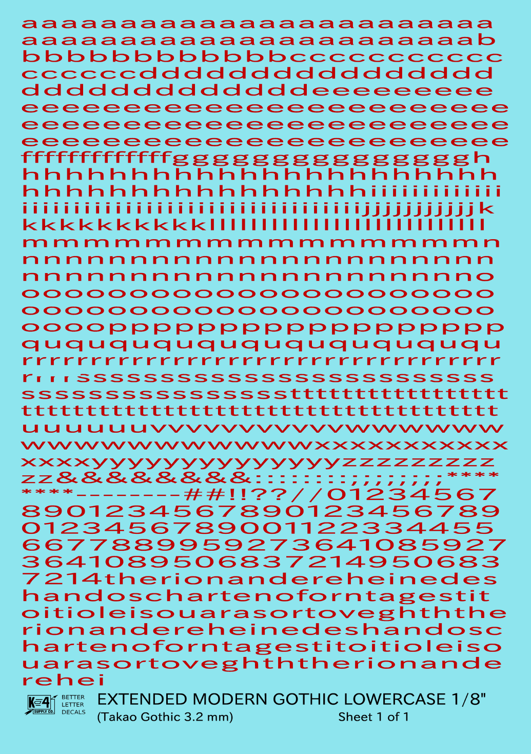 Lowercase Extended Modern Gothic Letter Alphabet
