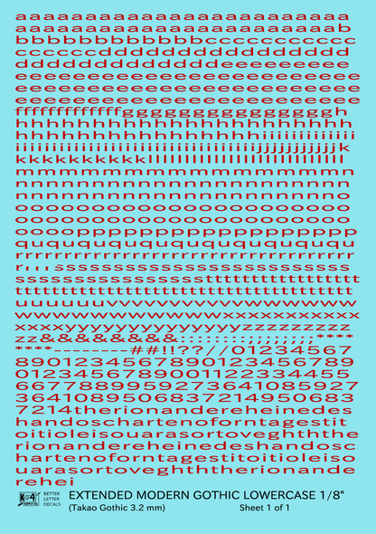 Lowercase Extended Modern Gothic Letter Alphabet
