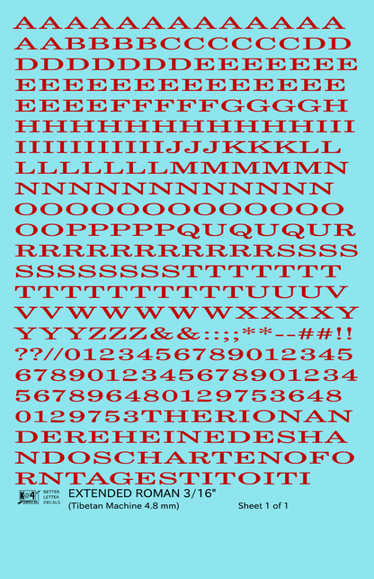 Extended Roman Letter Number Alphabet