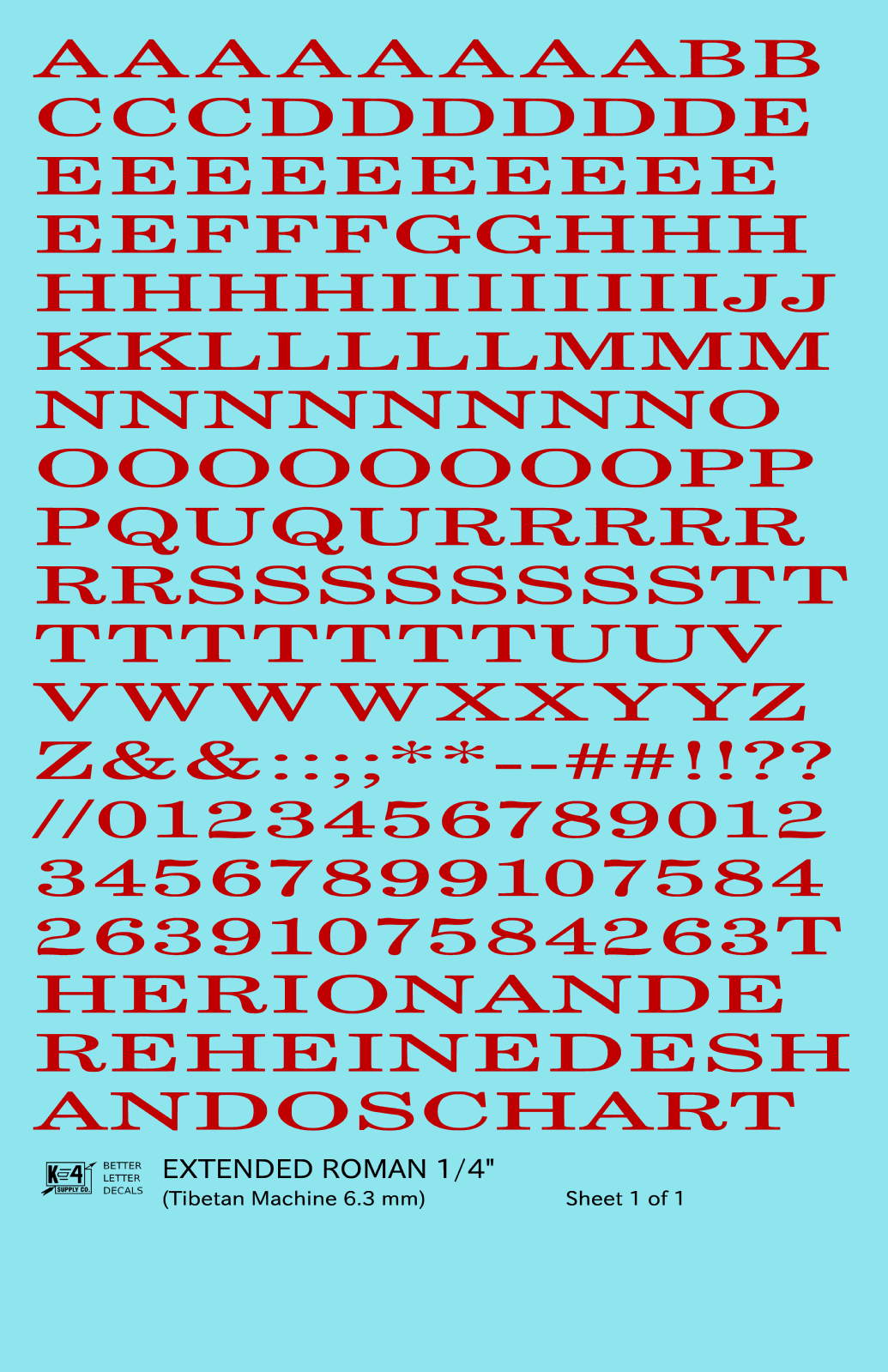 Extended Roman Letter Number Alphabet