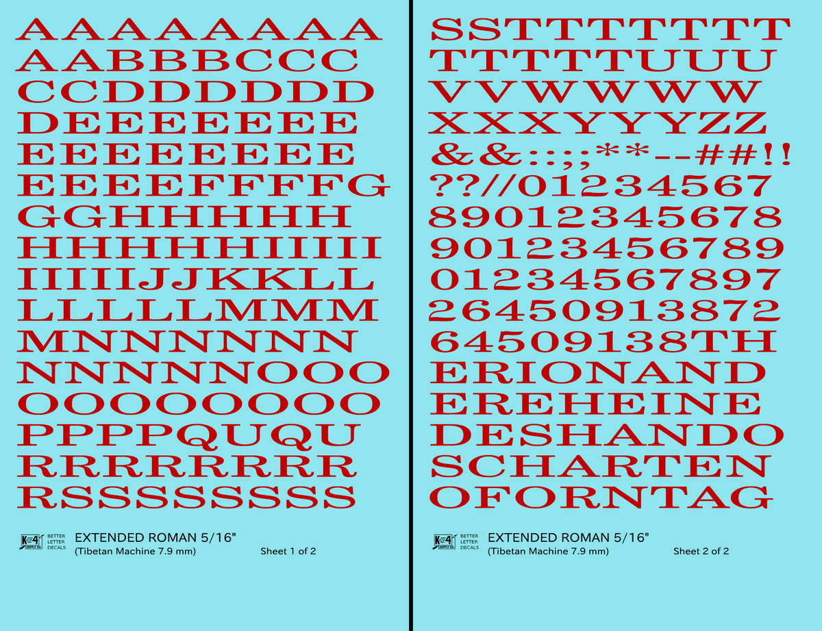 Extended Roman Letter Number Alphabet
