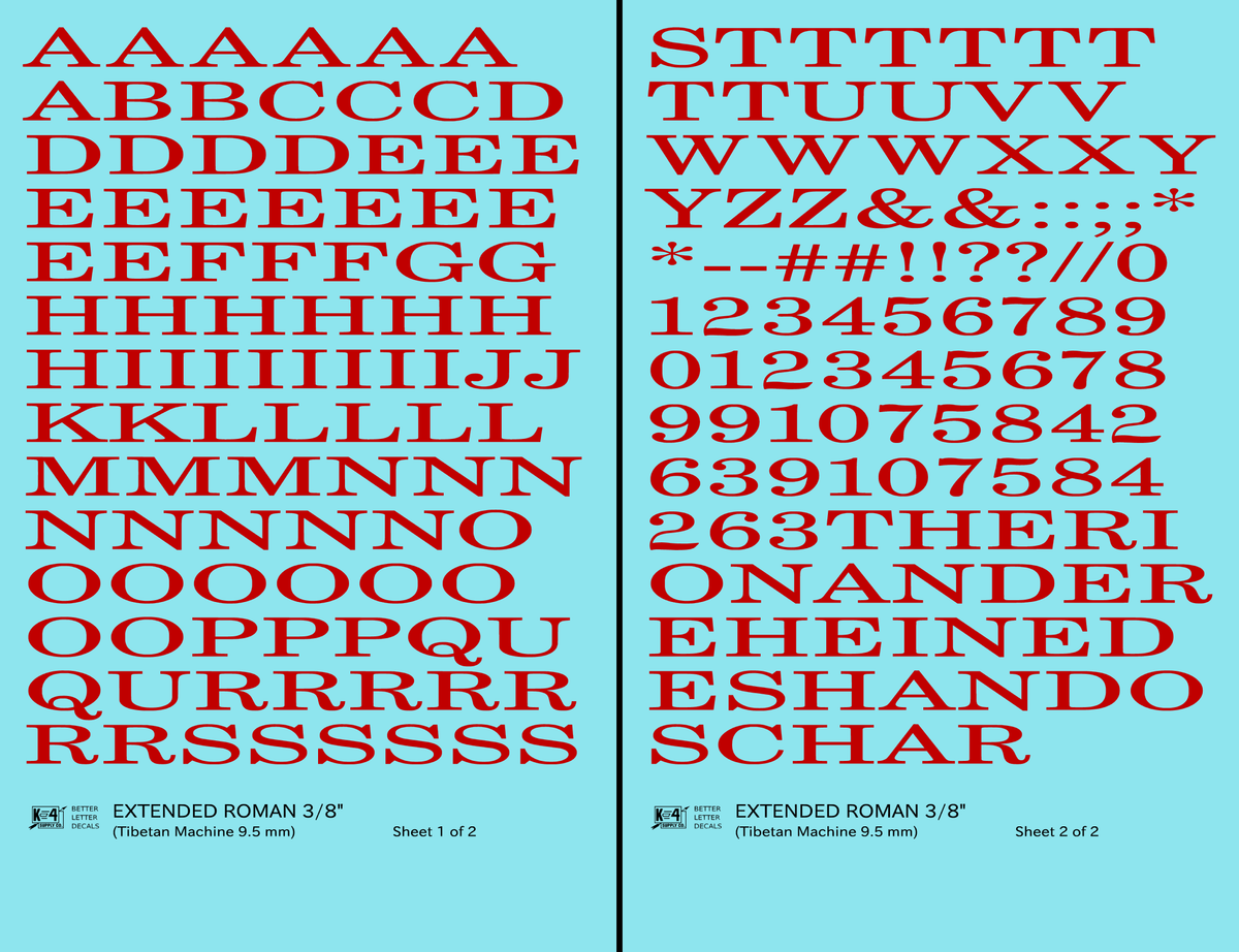 Extended Roman Letter Number Alphabet